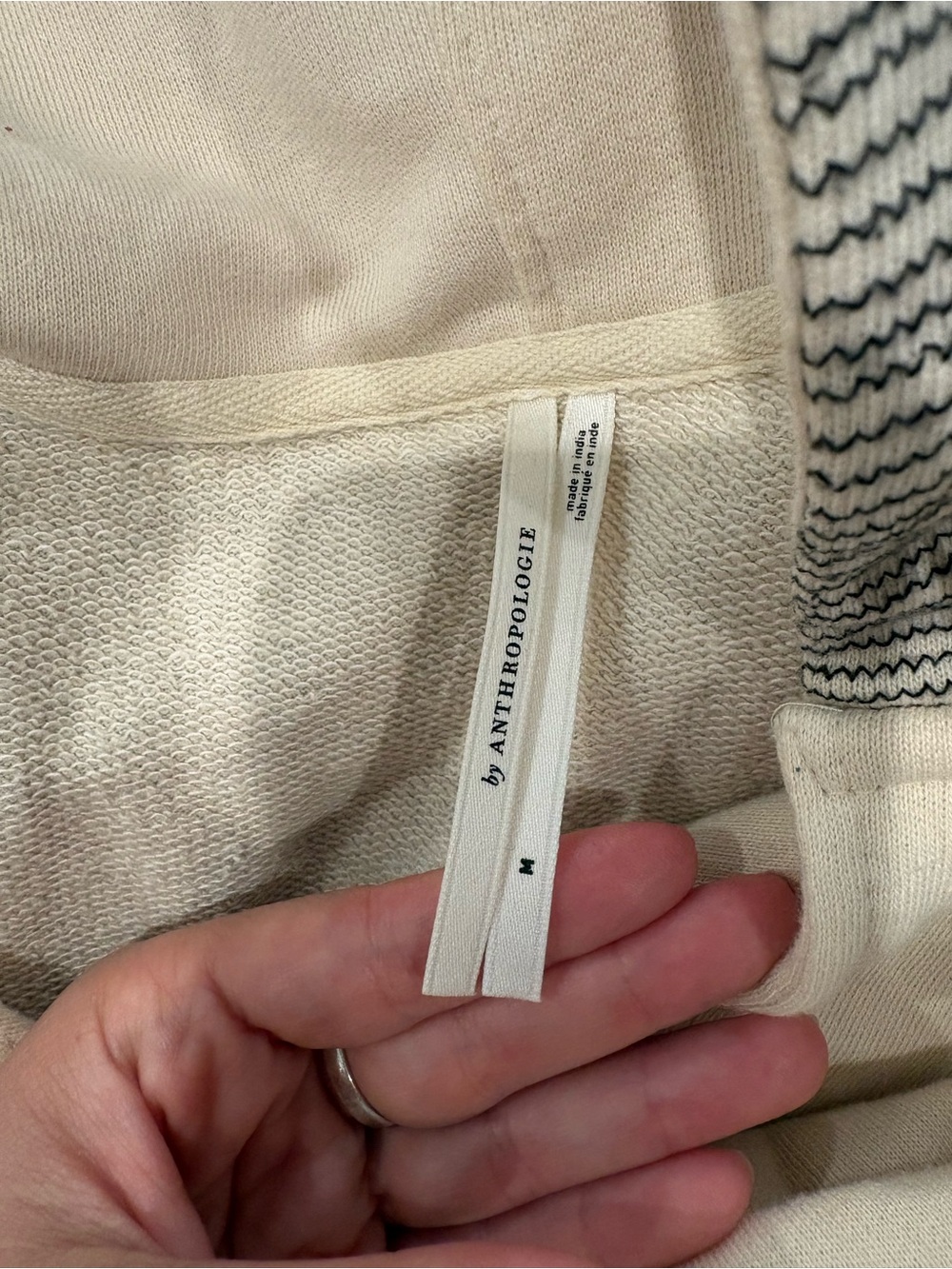 Boho Embroidered Anthropologie Cream Hoodie Top - Picture 7 of 7